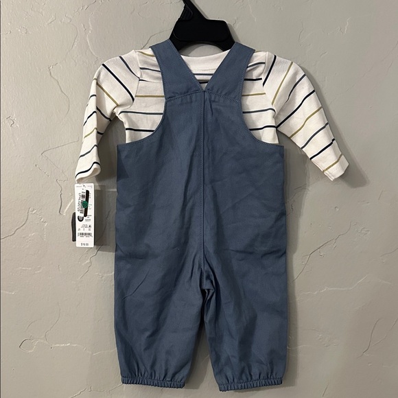 Carters Just One You Baby Boys Striped Pocket Overalls with Bear 3 Months - Picture 3 of 6